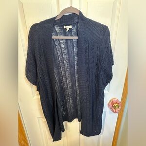 Maurice navy cap sleeve sweater transition to fall